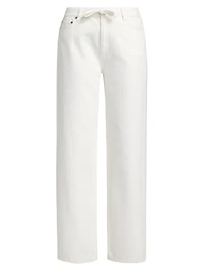 Derek Lam 10 Crosby Women's Dunn Crochet-trim Wide-leg Jeans In White
