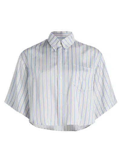 Derek Lam 10 Crosby Women's Ember Striped Satin Twill Crop Shirt In White