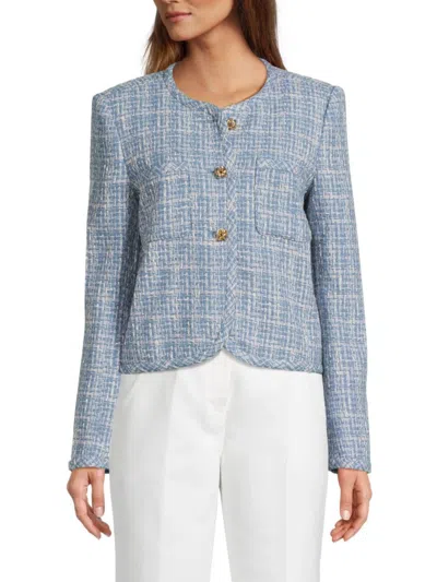 Derek Lam 10 Crosby Women's Emilia Tweed Cropped Jacket In Cobalt Multi