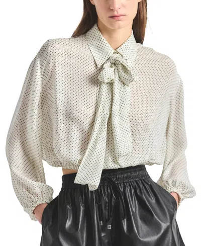 Derek Lam 10 Crosby Women's Emily Baby Dot Print Georgette Tie-neck Blouse In Marshmallow