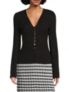 Derek Lam 10 Crosby Women's Esmee Textured Button-front V-neck Top In Black