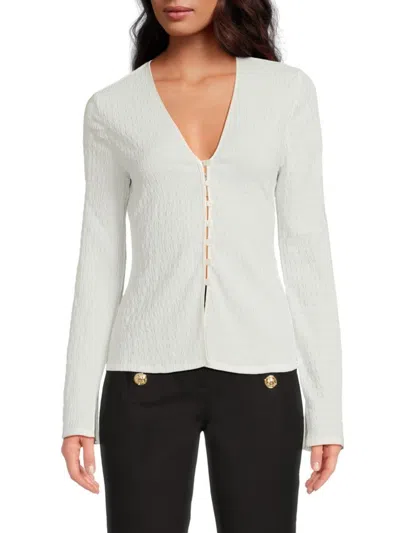 DEREK LAM 10 CROSBY WOMEN'S ESMEE TEXTURED BUTTON-FRONT V-NECK TOP