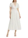 Derek Lam 10 Crosby Women's Esmeray Striped Linen-blend Midi-dress In Blanc De Blanc