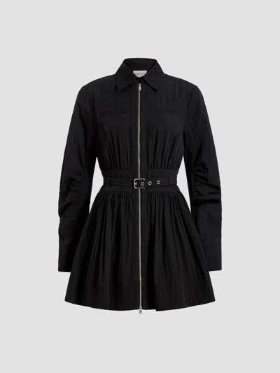 Derek Lam 10 Crosby Women's Ethan Crinkle Cotton-nylon Mini Dress In Black