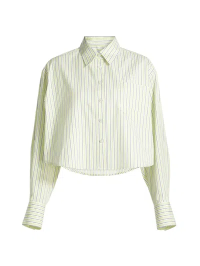 Derek Lam 10 Crosby Evelina Cropped Button Up Shirt In Green