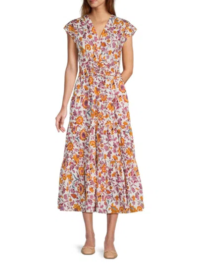 Derek Lam 10 Crosby Women's Fatima Floral Cotton Midi-dress In White Multi