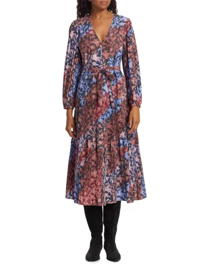 Derek Lam 10 Crosby Women's Ferris Pleated Midi Dress In Purple Multi