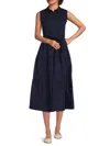 Derek Lam 10 Crosby Women's Florence Belted Cotton Midi-dress In Navy
