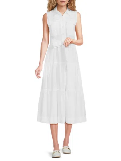 Derek Lam 10 Crosby Women's Florence Belted Cotton Midi-dress In White