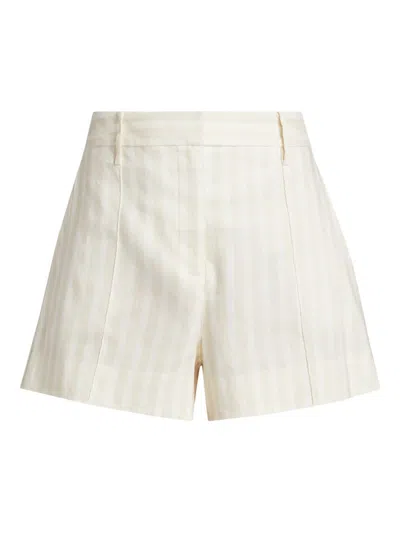 Derek Lam 10 Crosby Freja Tonal Stripe Stretch Linen-blend Short In Transparent