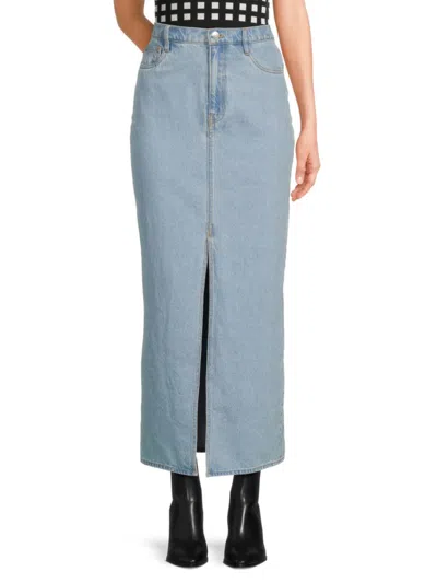 Derek Lam 10 Crosby Women's High Rise Denim Maxi-skirt In Pacific