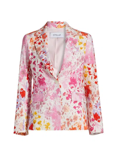 Derek Lam 10 Crosby Women's Irina Floral Stretch-linen Blazer In Multi