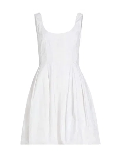 Derek Lam 10 Crosby Jade Plissiertes Minikleid Aus Baumwollpopeline Mit Floralem Print In White