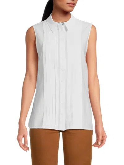 DEREK LAM 10 CROSBY WOMEN'S JANET PINTUCK SLEEVELESS SHIRT