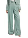 Derek Lam 10 Crosby Women's Joetta Pleated Wide-leg Pants In Dusty Teal