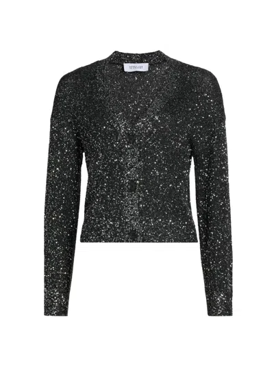 Derek Lam 10 Crosby Kalena Sequin Plated Cardigan In Charcoal In Black
