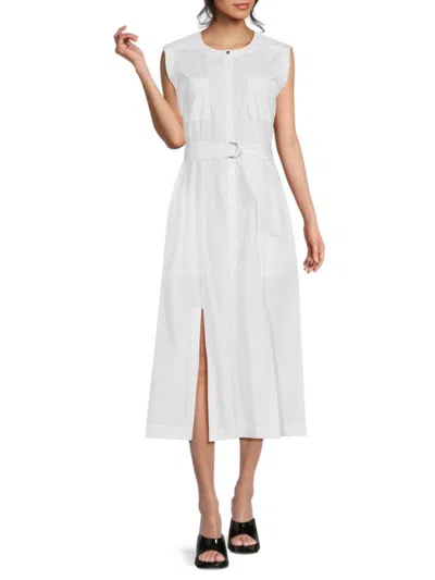 Derek Lam 10 Crosby Women's Karina Cap Sleeve Shirtdress In White