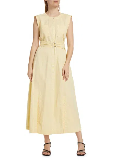 Derek Lam 10 Crosby Women's Karina Cottontie-waist Sleeveless Midi-dress In Buttermilk