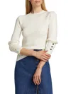 Derek Lam 10 Crosby Women's Kassandra Rib-knit Button-cuff Sweater In White