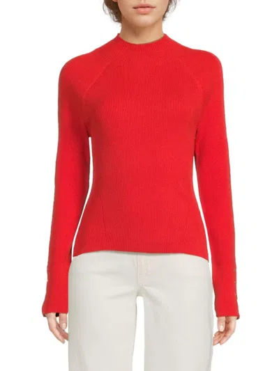 Derek Lam 10 Crosby Women's Kassandra Rib-knit Cotton-blend Sweater In Red