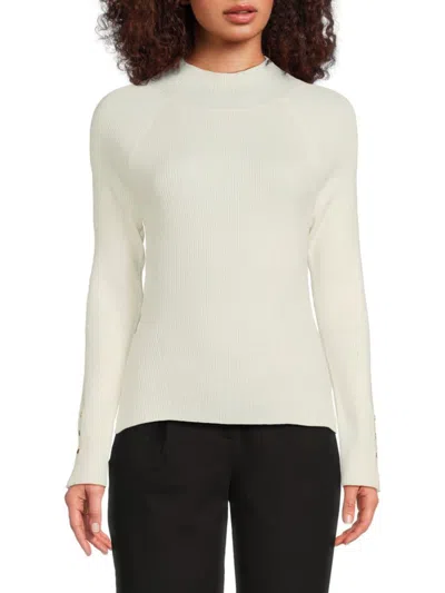 Derek Lam 10 Crosby Women's Kassandra Rib-knit Cotton-blend Sweater In White