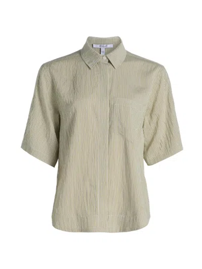 Derek Lam 10 Crosby Women's Keaton Striped Split-sleeve Shirt In Blue