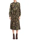 Derek Lam 10 Crosby Women's Kenza Floral Pleated Button-front Midi-dress In Green