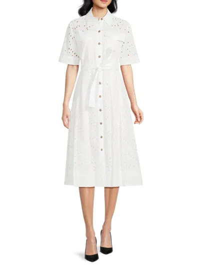 Derek Lam 10 Crosby Lincoln Broderie Anglaise Cotton Midi Dress In White