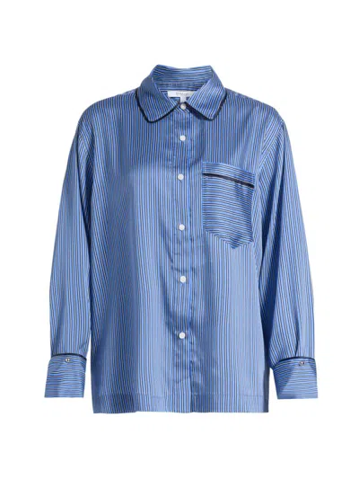 Derek Lam 10 Crosby Lorina Boarder Stripe Shirt In Blue