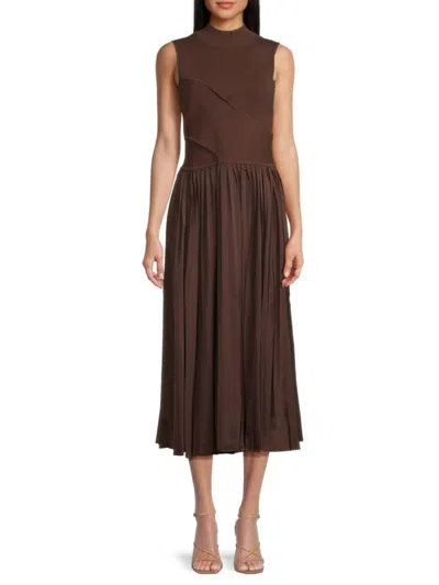 DEREK LAM 10 CROSBY WOMEN'S MAIZIE PLEATED A-LINE MIDI-DRESS