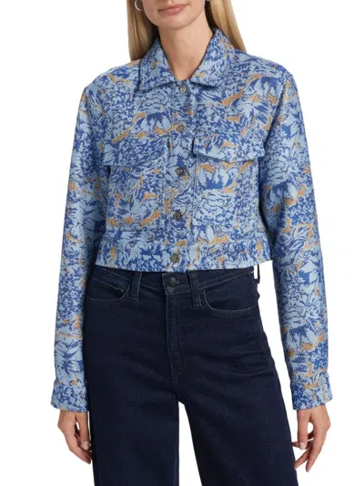 DEREK LAM 10 CROSBY WOMEN'S MARC ABSTRACT CROP BUTTON-UP JACKET