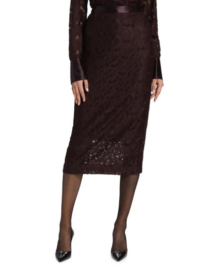 Derek Lam 10 Crosby Women's Marjorie Lace Pencil Midi-skirt In Purple