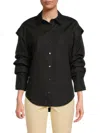 Derek Lam 10 Crosby Women's Marley Ruched Sleeve Shirt In Black
