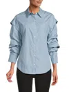 Derek Lam 10 Crosby Women's Marley Ruched Sleeve Shirt In Light Blue