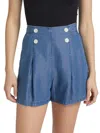 Derek Lam 10 Crosby Milie Pleated Denim Shorts In Blue