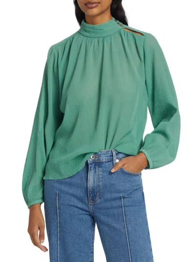 Derek Lam 10 Crosby Women's Nadja Mock Turtleneck Blouse In Green