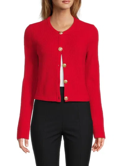 Derek Lam 10 Crosby Women's Nebula Ribbed Wool-blend Cardigan In Red