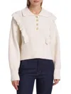 DEREK LAM 10 CROSBY WOMEN'S NOELIA RUFFLE TRIM WOOL BLEND SWEATER