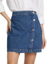 Derek Lam 10 Crosby Women's Nova Button-front Denim Penil Skirt In Canal