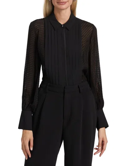 Derek Lam 10 Crosby Women's Oriel Dobby-dot Jacquard Shirt In Black