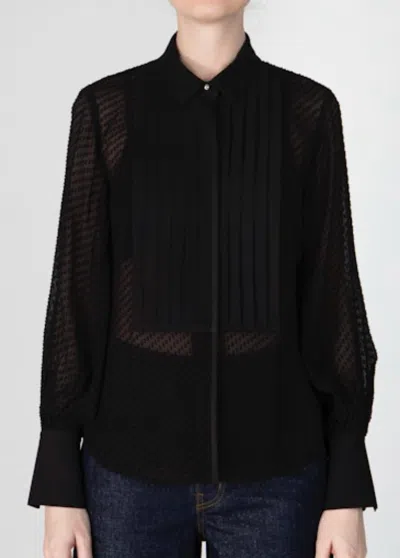 DEREK LAM 10 CROSBY WOMEN'S ORIEL DOBBY DOT JACQUARD SHIRT IN BLACK