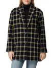 DEREK LAM 10 CROSBY WOMEN'S PLAID COCOON WOOL BLEND COAT