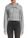 Derek Lam 10 Crosby Women's Ramona Layered Cropped Wool Blend Cardigan In Heather Grey