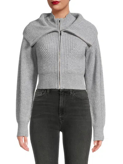Derek Lam 10 Crosby Women's Ramona Layered Cropped Wool Blend Cardigan In Heather Grey