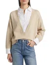 Derek Lam 10 Crosby Women's Rida Cotton & Cashmere Twofer Sweater