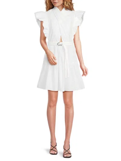 DEREK LAM 10 CROSBY WOMEN'S RUFFLE BELTED COTTON MINIDRESS