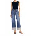 Derek Lam 10 Crosby Simona Cuffed Straight Leg Jeans In Soho In Blue