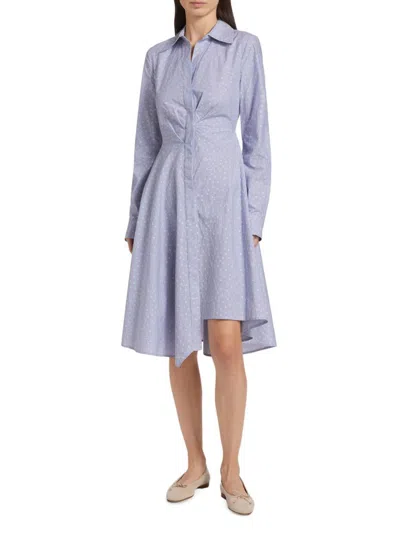 Derek Lam 10 Crosby Women's Smith Asymmetric Cotton Midi-dress In Blue White