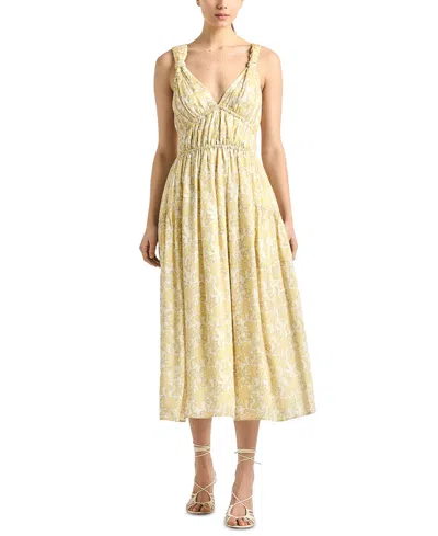 Derek Lam 10 Crosby Sorrel Printed Voile Midi Dress In Yellow
