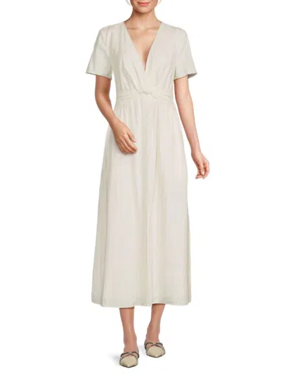 Derek Lam 10 Crosby Women's Striped Midi-dress In Cream Oregano